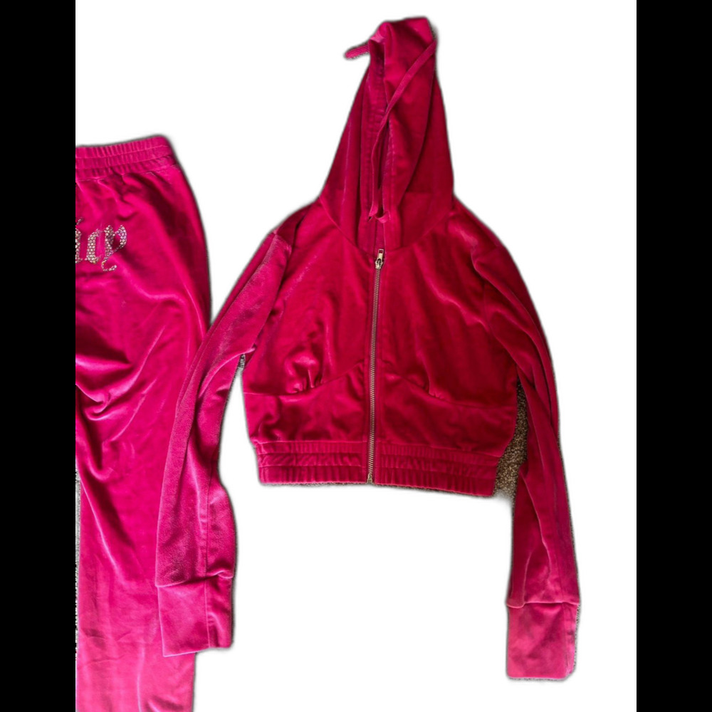 Y2K pink velour sparkly tracksuit set size small - Picture 5 of 7